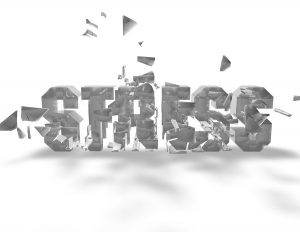 Cracked letters that spell STRESS