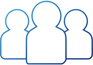 First Visit Icon - Blue shapes that resemble the top of a person