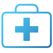 Services Icon - Blue brief case with blue cross in middle